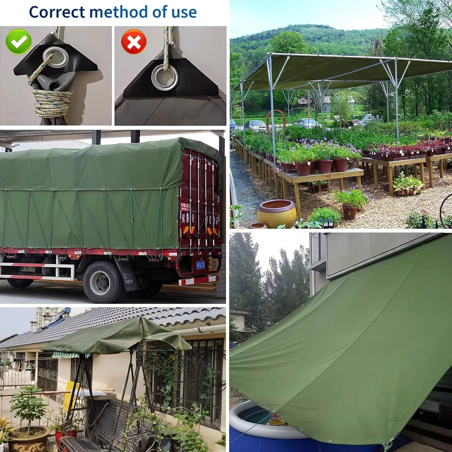 1x2m 2x2m 3x4m 4x4m Tarpaulin Cover - 600g/m² Thick - Waterproof Durable Tarp Drsyffsup Weatherproof, Multipurpose, Groundsheet, Camping, Boating, Hiking Heavy Duty Sheet(1.2x1.5m)