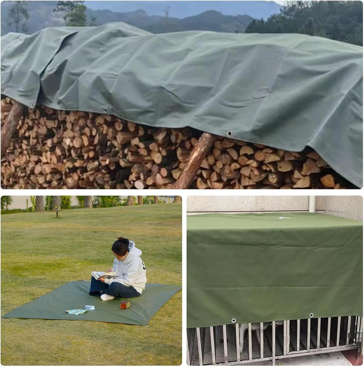 1x2m 2x2m 3x4m 4x4m Tarpaulin Cover - 600g/m² Thick - Waterproof Durable Tarp Drsyffsup Weatherproof, Multipurpose, Groundsheet, Camping, Boating, Hiking Heavy Duty Sheet(1.2x1.5m)