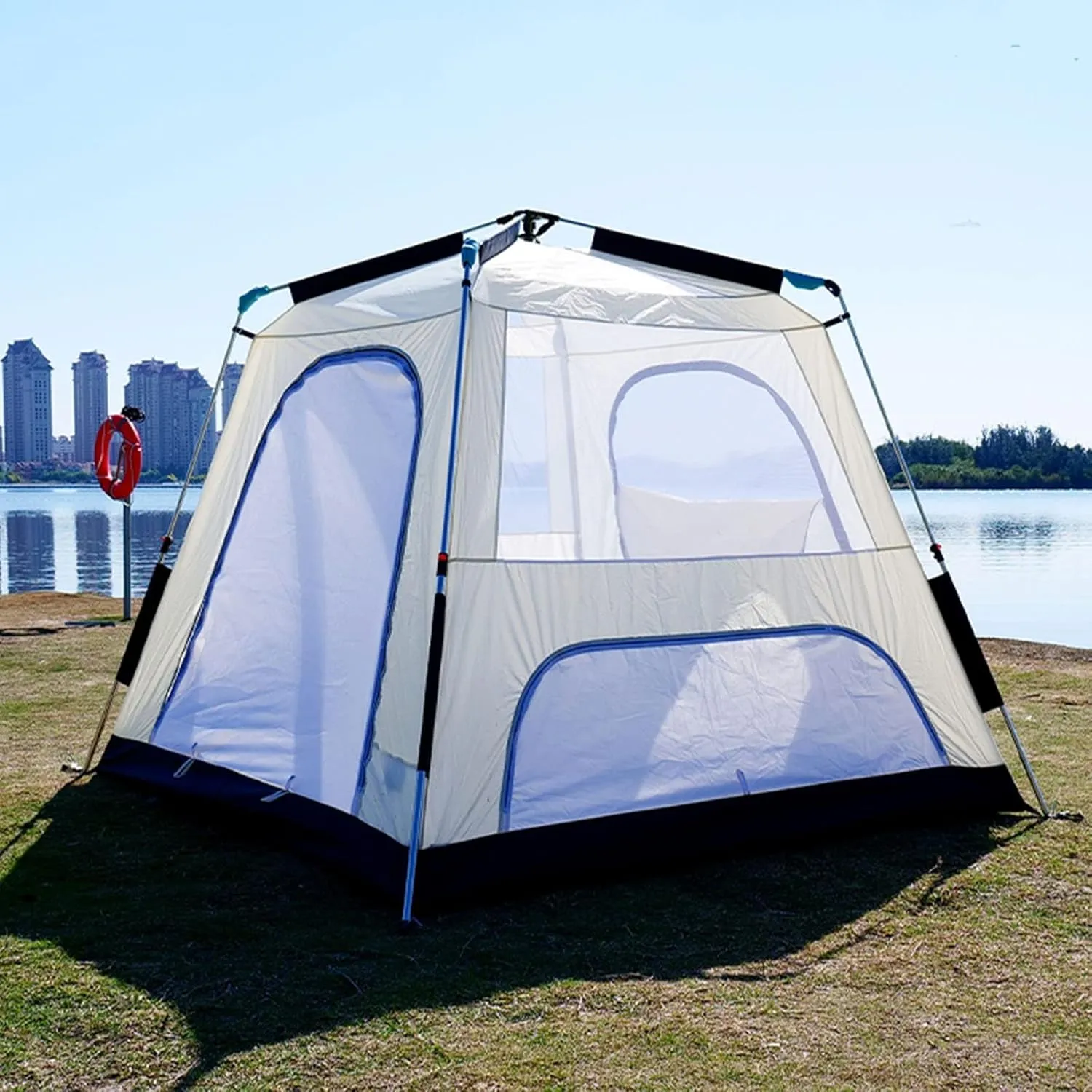 2-3 Man Person Instant Tent Automatic Pop Up Ultralight Dome Tents,4 Seasons Waterproof Windproof Family Camping Tent with Removable Outer Tarpaulin,Double Layers