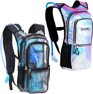 2 Colors of Medium Hydration Pack Bundle - Clear Transparent and Iridescent Blue