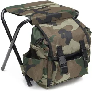 2 in 1 Foldable Fishing Chair, Portable Backpack Chair for Outdoor Hiking Events Beach Fishing Camping-Camouflage