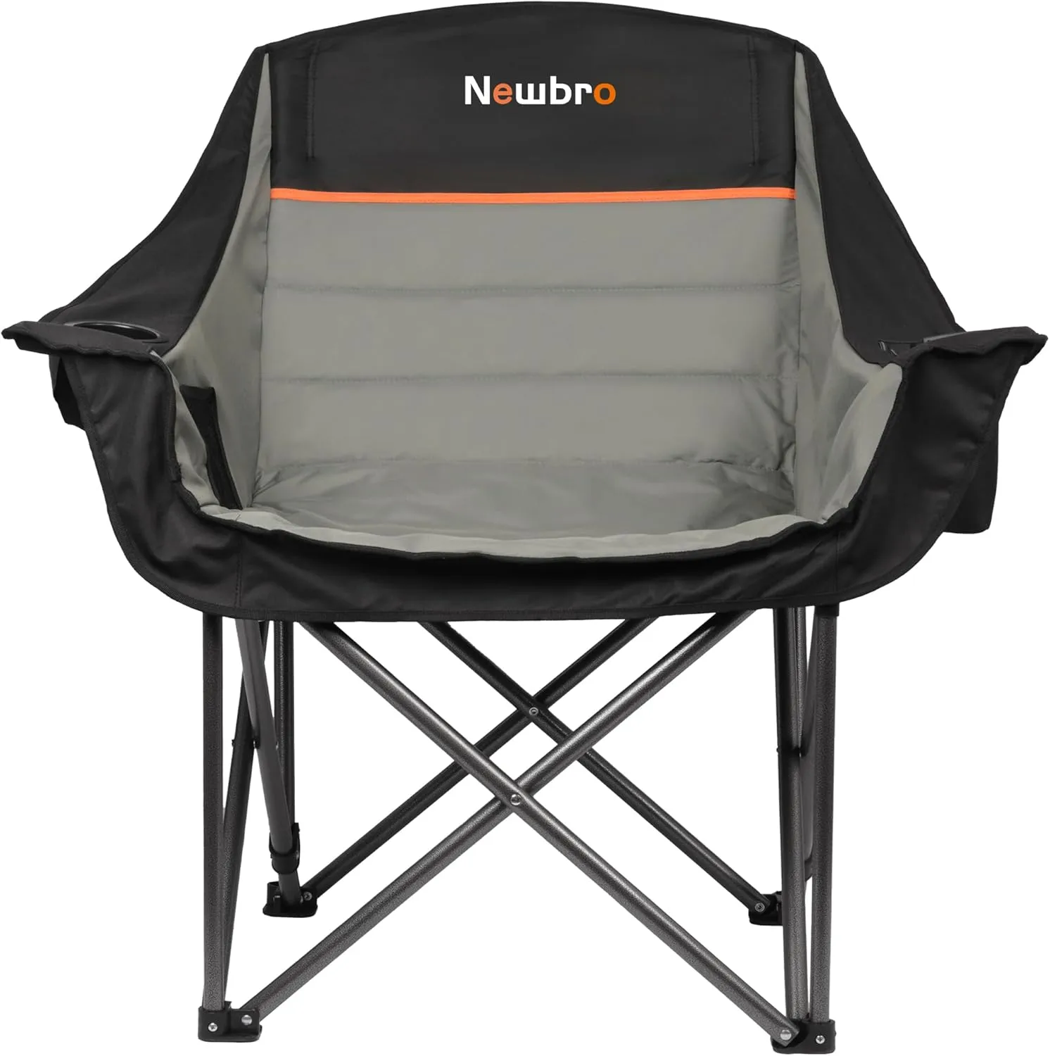 2 Pack Big Heavy Duty Camping Chairs with Cooler Bags, XL Fully Padded Folding Portable Camping Chairs for Adults, Oversized Outdoor Patio Lawn Chair with Arm Cup Holder Supports 450lbs