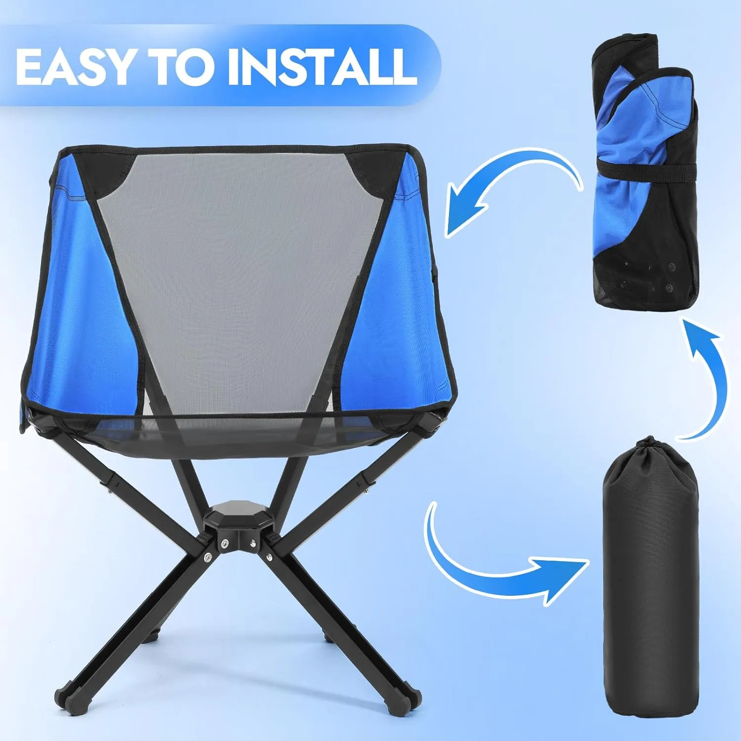 2 Pack Portable Chairs, Camping Chairs Supports 350 LBS ，Lightweight Folding Chair - Backpacking Chair for Outdoor Camping, Beach, Fishing, Picnic, Lawn, Concert, Hiking, Blue