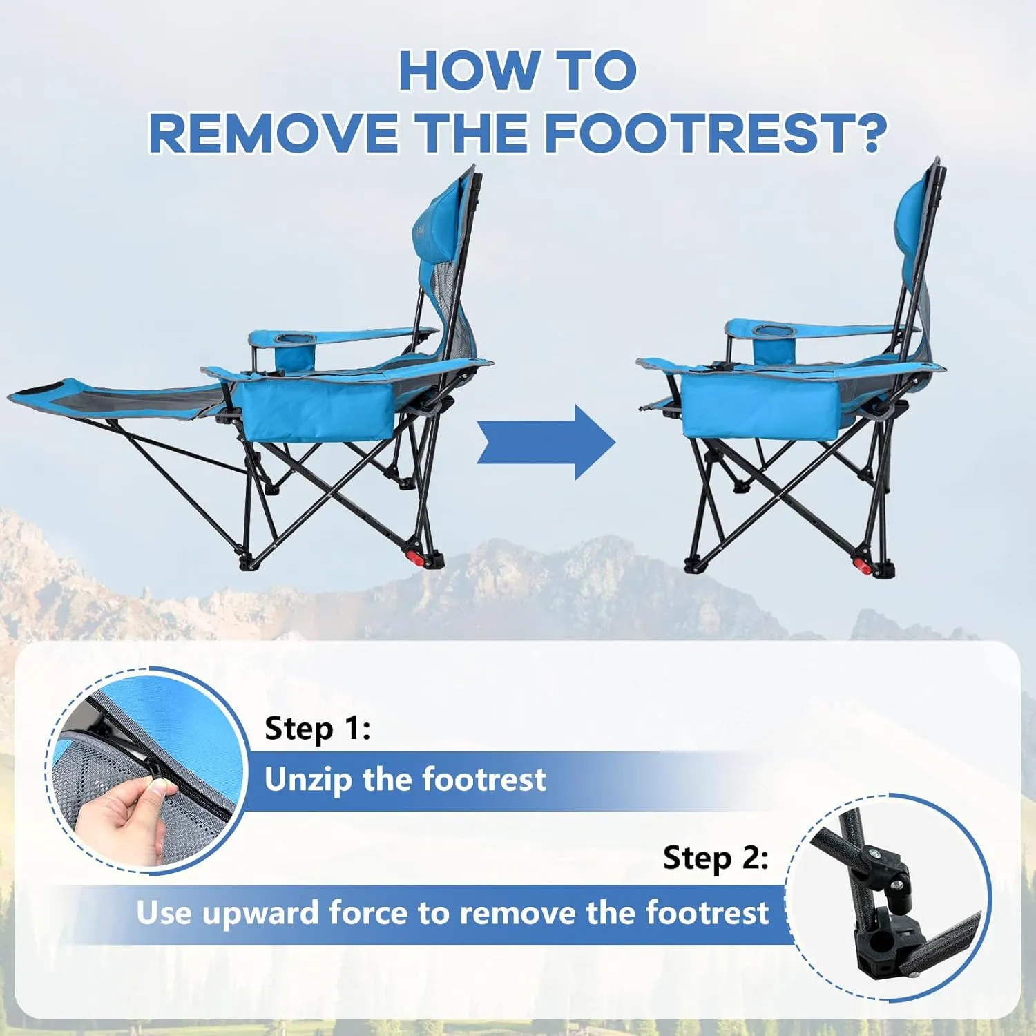 2-Pack Reclining Camping Chair 4 Position with Foot Rest Comfortable for Adults 265Ibs Folding Lounger Mesh Beach Chair with Cooler Bag and Cup Holder for Outdoor Patio
