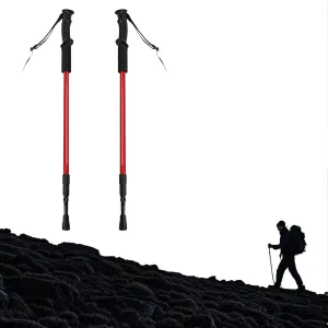 2 - Piece Set of 3 - Section Telescopic and Foldable Straight - Grip Hiking Poles, Great for All - Terrain Trekking
