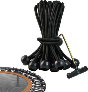 20 PCS Heavy Duty Trampoline Bungee Cords with Balls - 6.3 Inch Replacement Elastic Ropes for Fitness Trampolines, Includes Spring Puller Tool, Max Weight Limit 330 lbs, Quiet & Durable Bungee System