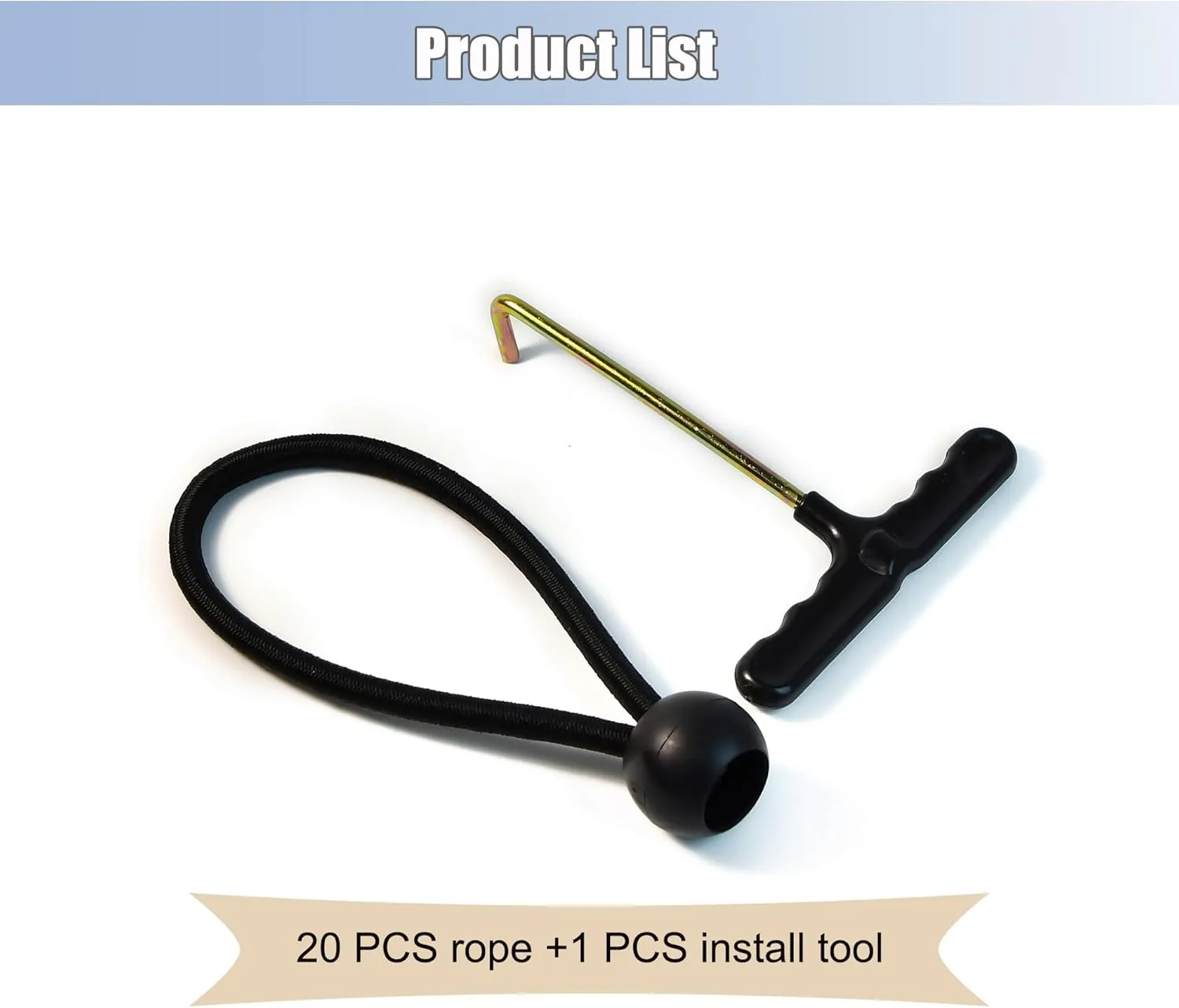 20 PCS Heavy Duty Trampoline Bungee Cords with Balls - 6.3 Inch Replacement Elastic Ropes for Fitness Trampolines, Includes Spring Puller Tool, Max Weight Limit 330 lbs, Quiet & Durable Bungee System