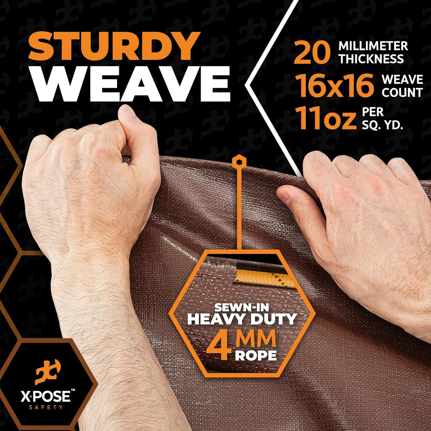 20' x 20' Ultra Heavy Duty Brown/White Tarp - 20 Mil, Waterproof, UV Protection, Reinforced Corners - Extra Large Outdoor Tarp Cover for Rain, Camping, Tent