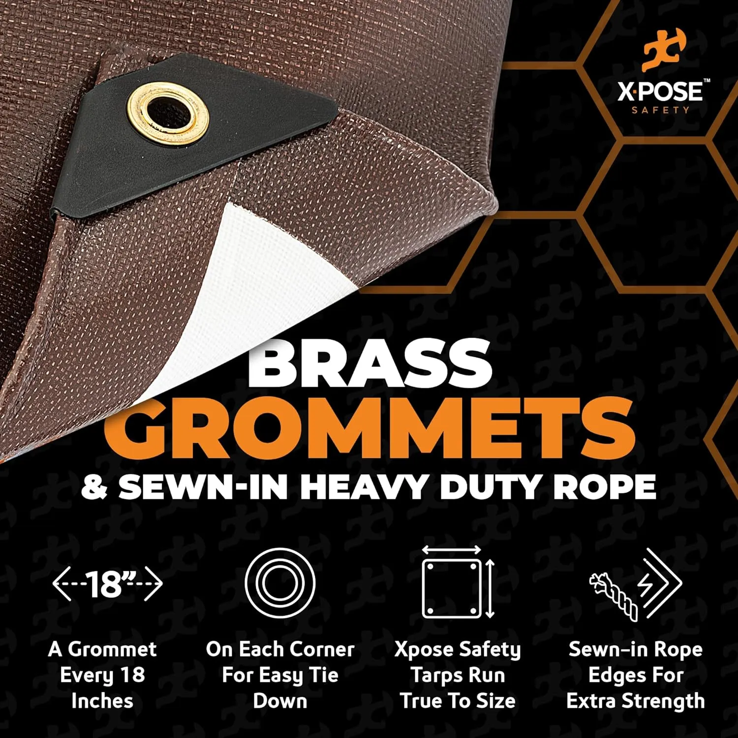 20' x 20' Ultra Heavy Duty Brown/White Tarp - 20 Mil, Waterproof, UV Protection, Reinforced Corners - Extra Large Outdoor Tarp Cover for Rain, Camping, Tent