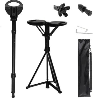 2025 Upgraded Portable Cane with Seat,Walking Sticks with Stool,Walking Cane Seat 2-in-1 Foldable Walking Sticks Stool,Lightweight Aluminum Tripod Cane Stool Adjustable Heigt for Men Women Elderly