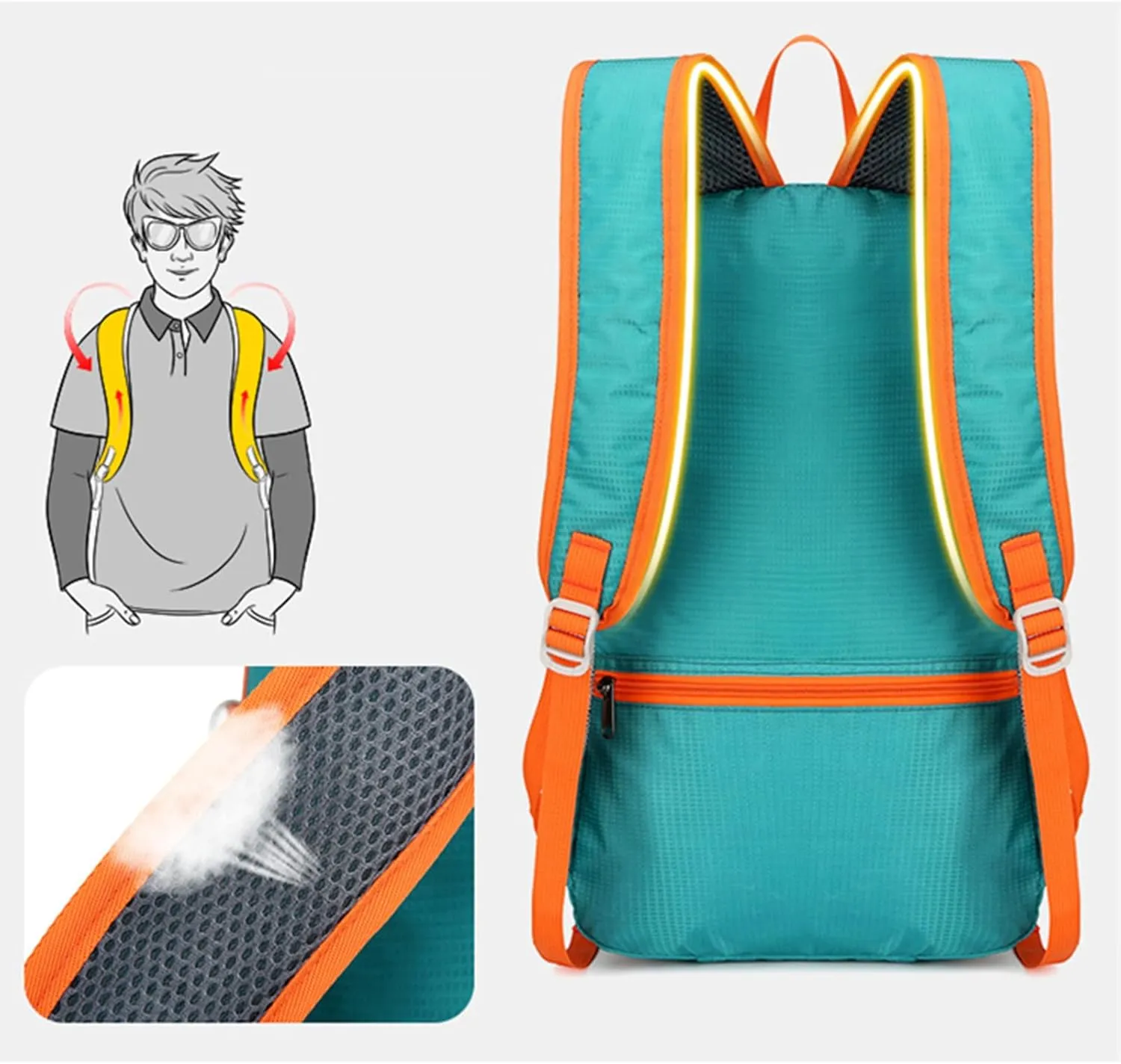 20L Outdoor Lightweight Packable Backpack, Waterproof Hiking Daypack Small Foldable Backpacks for Travel Camping (Orange)