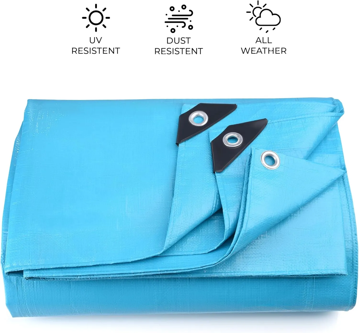 20x20 Heavy Duty Tarp Waterproof - 12mil Thick Pool Tarp Cover - 20x20 Tarp UV Resistant, Rip & Tear Proof with Metal Grommets – Blue Tarp Multipurpose Use for Camping, Tent, Boat, RV, Car