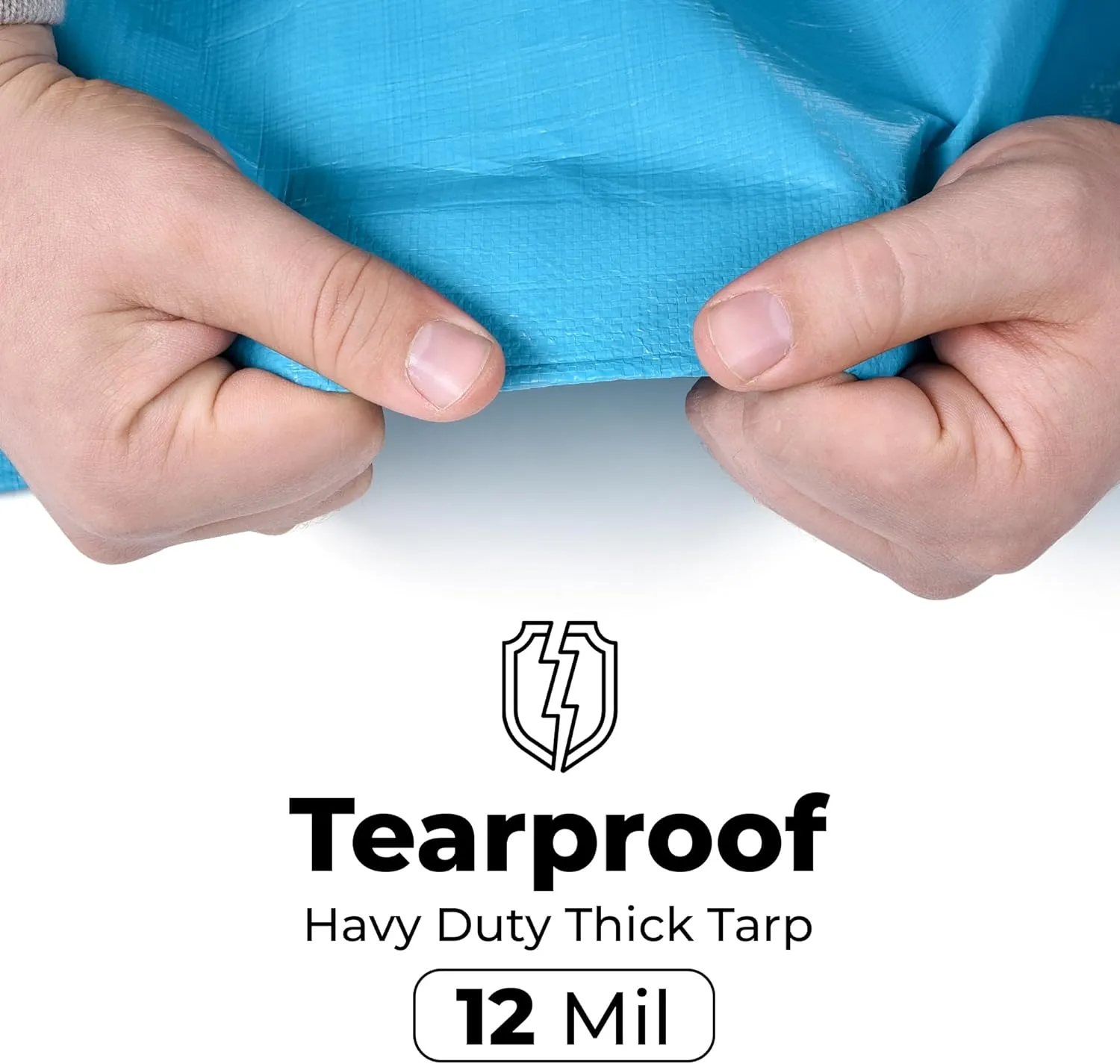 20x20 Heavy Duty Tarp Waterproof - 12mil Thick Pool Tarp Cover - 20x20 Tarp UV Resistant, Rip & Tear Proof with Metal Grommets – Blue Tarp Multipurpose Use for Camping, Tent, Boat, RV, Car