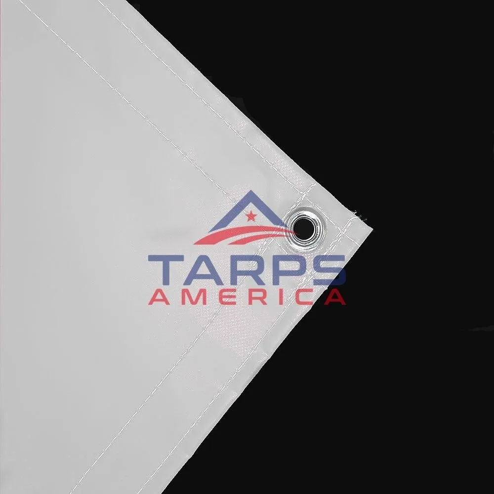 22 oz Extra Heavy Duty White Coated Vinyl Tarp by AtlasShield Pro