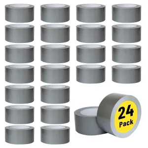 24 Pack Silver Duct Tape Bulk，Duct Tape Heavy Duty Waterproof，Suitable for Indoor and Outdoor industrieshand-tearable (2 inches x 720 Yards)