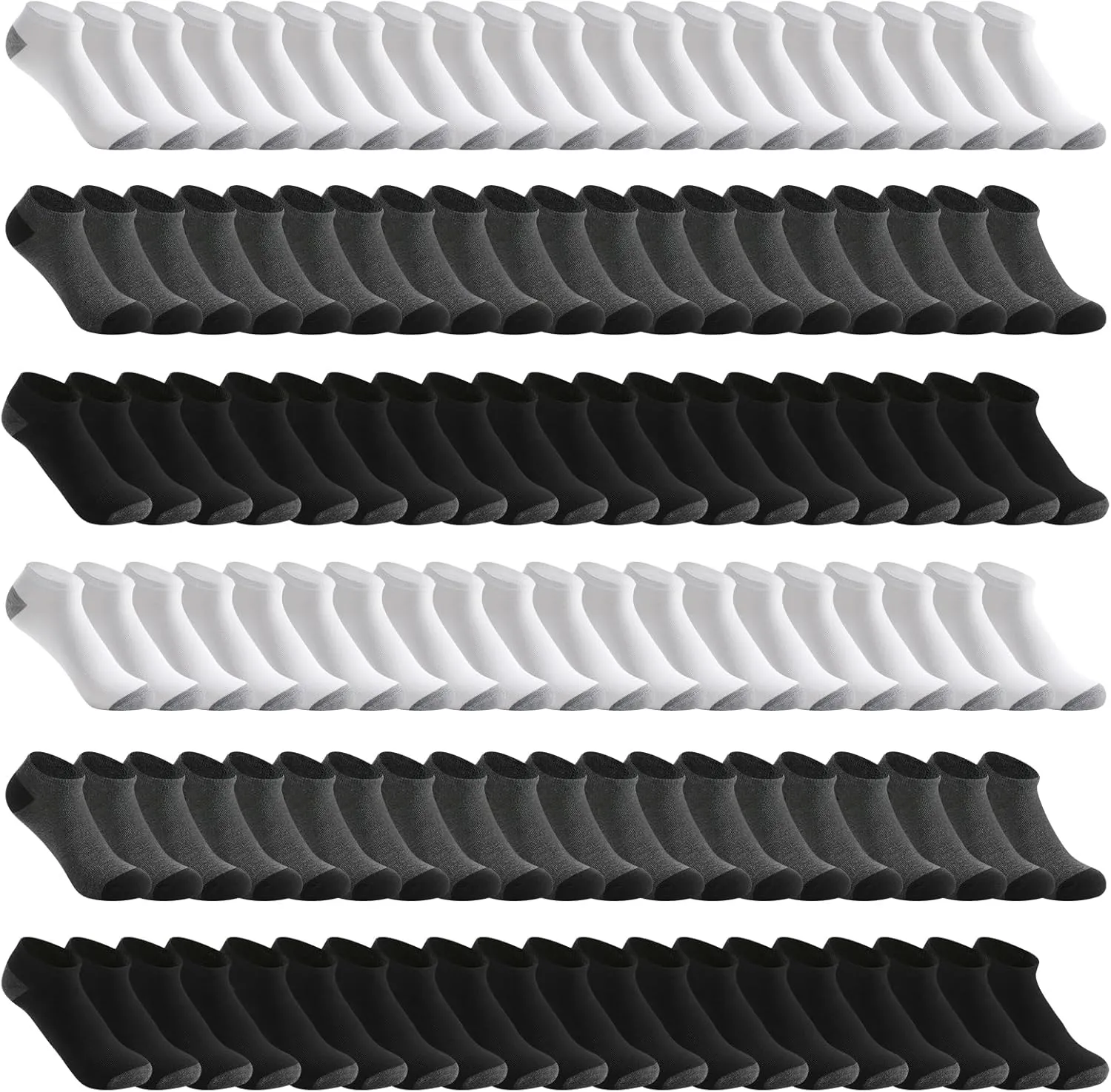 240 Pairs Mens Ankle Socks Cushioned Low Cut Breathable Casual Socks Bulk Pack with Colormatching for Homeless Men Women