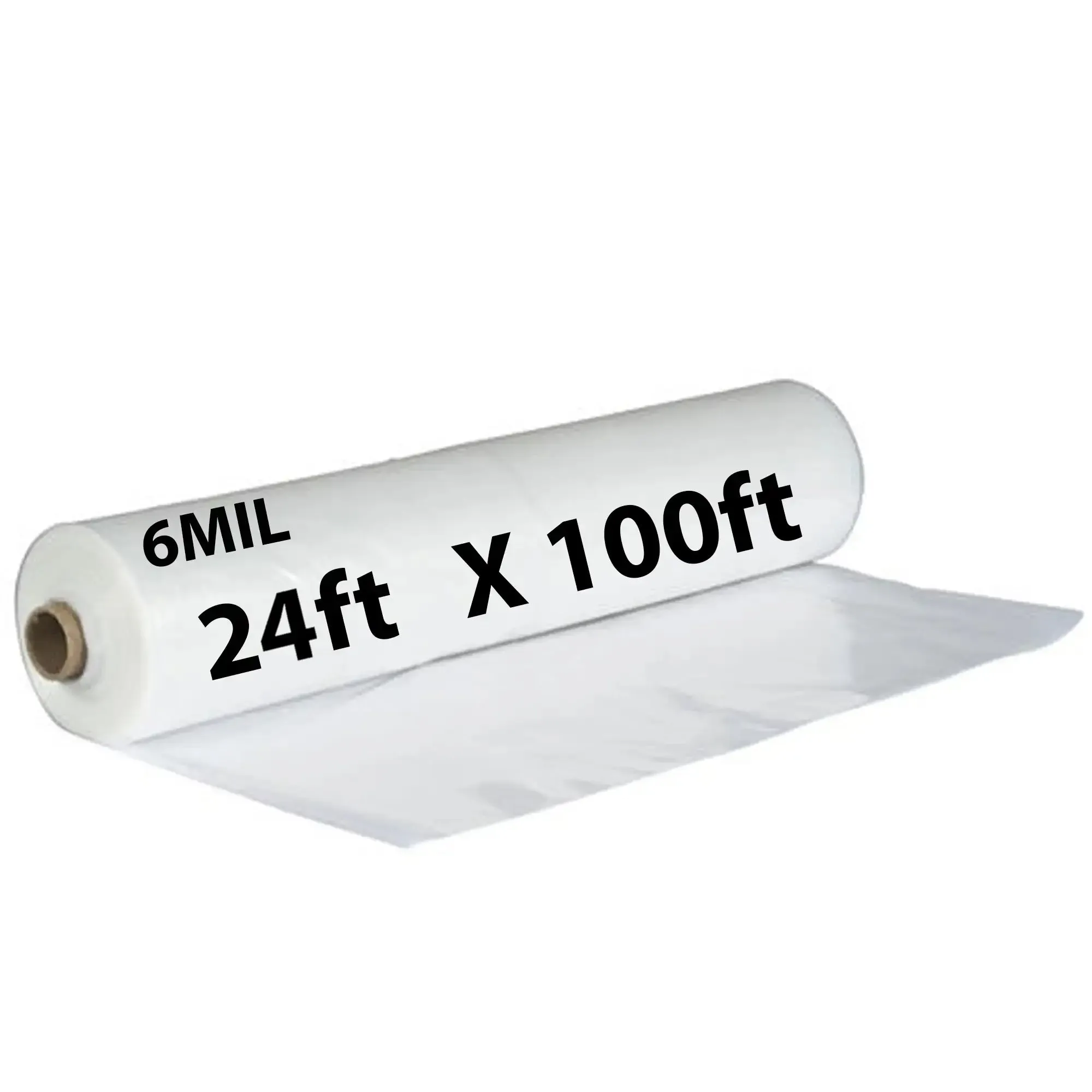 24ftX100ft Clear Poly Tarp 6 Mil Low Density LDPE 1 Roll