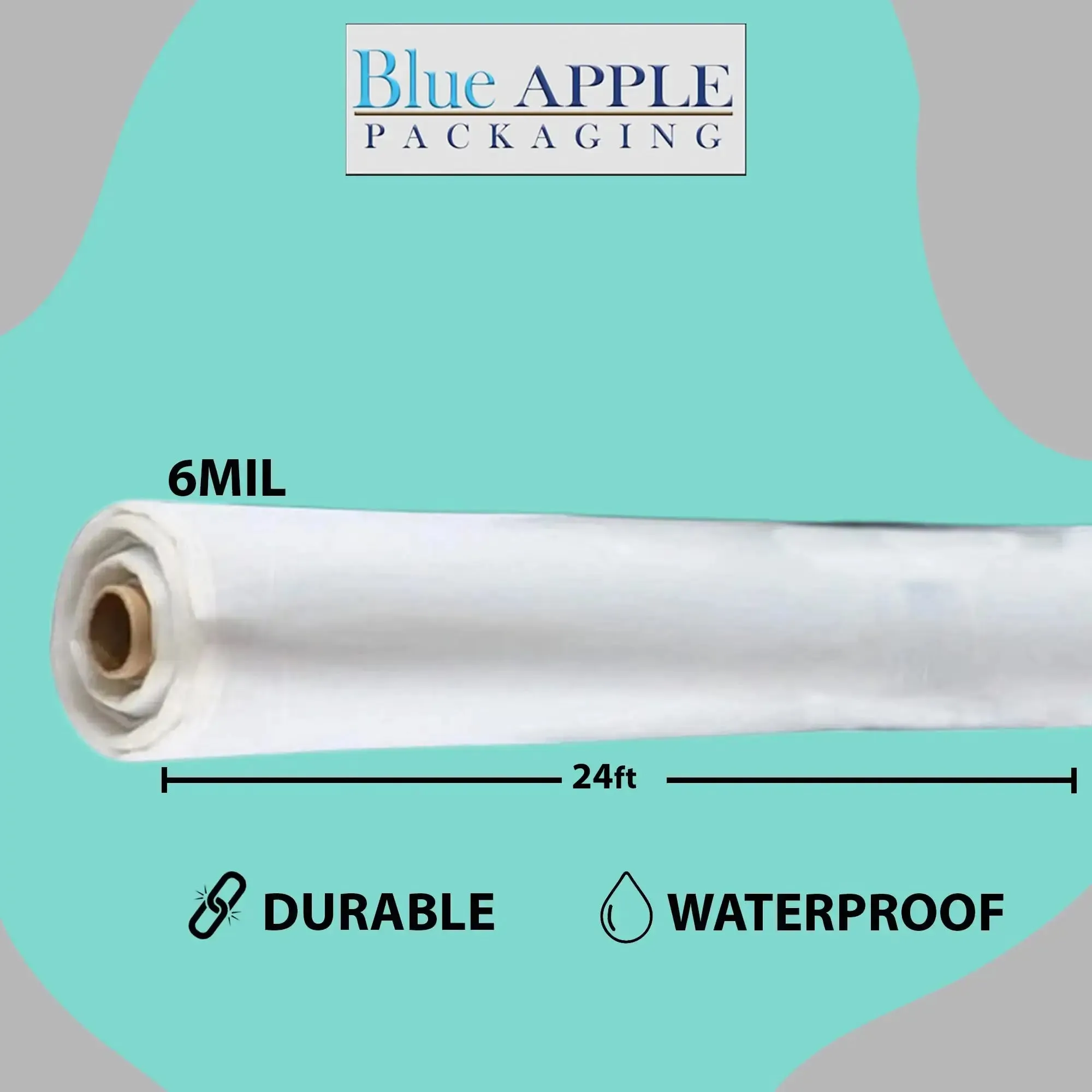 24ftX100ft Clear Poly Tarp 6 Mil Low Density LDPE 1 Roll