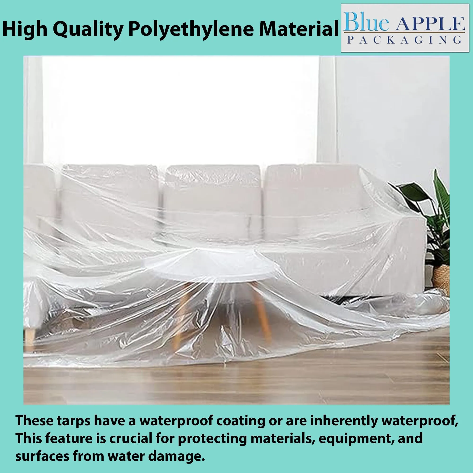 24ftX100ft Clear Poly Tarp 6 Mil Low Density LDPE 1 Roll
