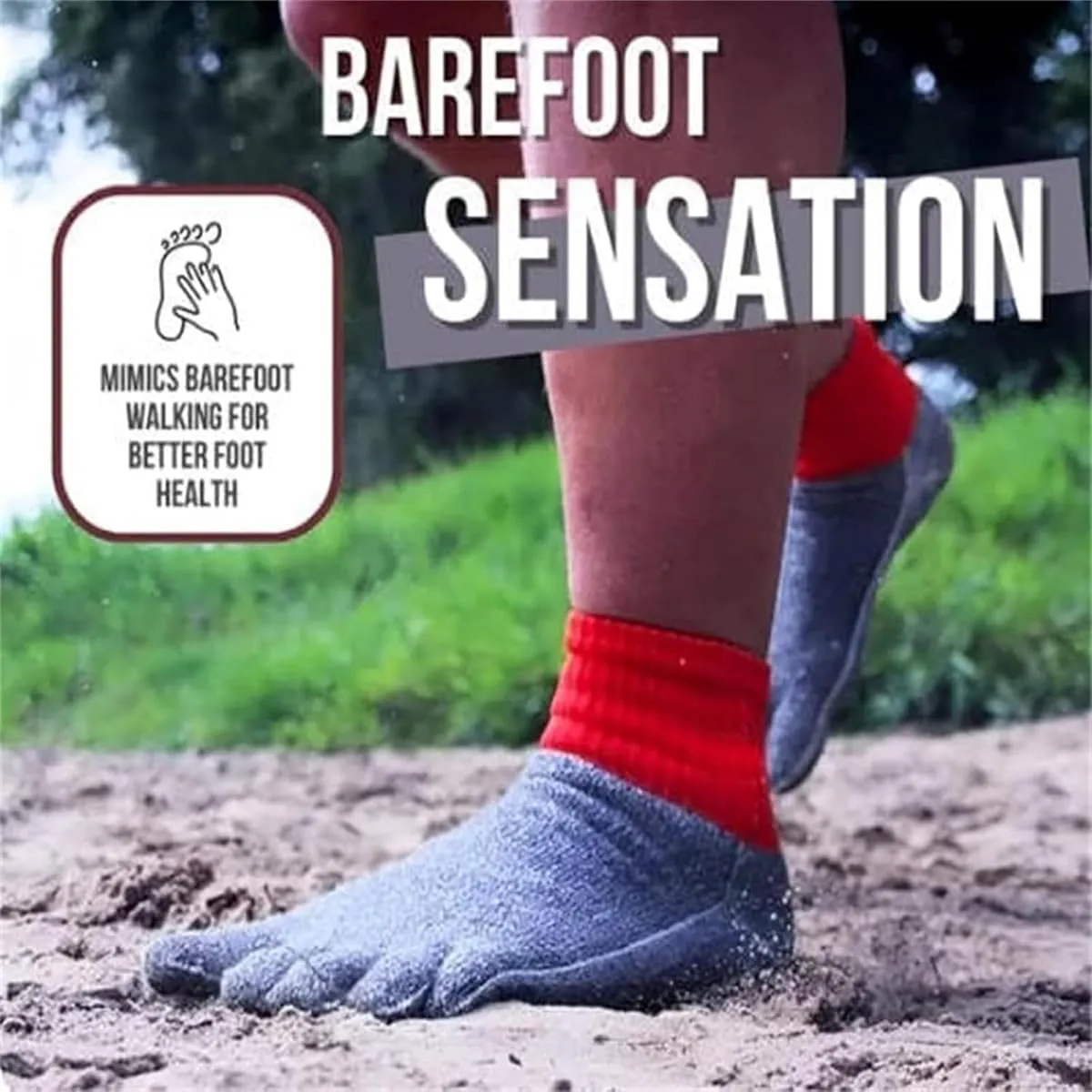 2Pair Konjoun Barefoot Socks Grounding Mens Womens,Non Slip Breathable Toe Socks,Portable Workout Socks for Outdoor Hiking