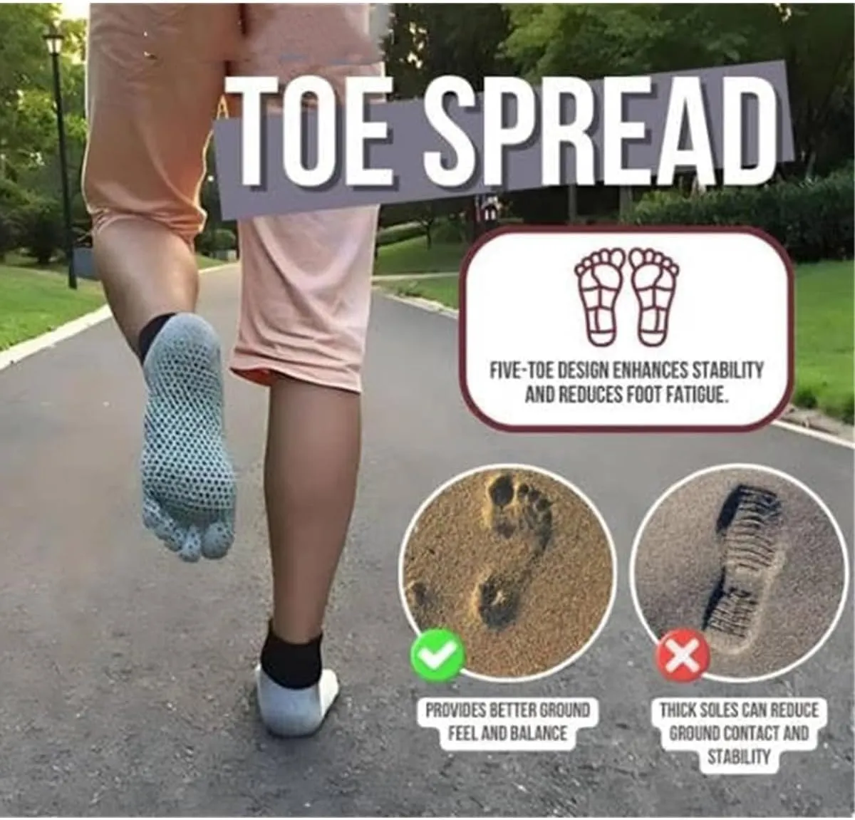 2Pair Konjoun Barefoot Socks Grounding Mens Womens,Non Slip Breathable Toe Socks,Portable Workout Socks for Outdoor Hiking