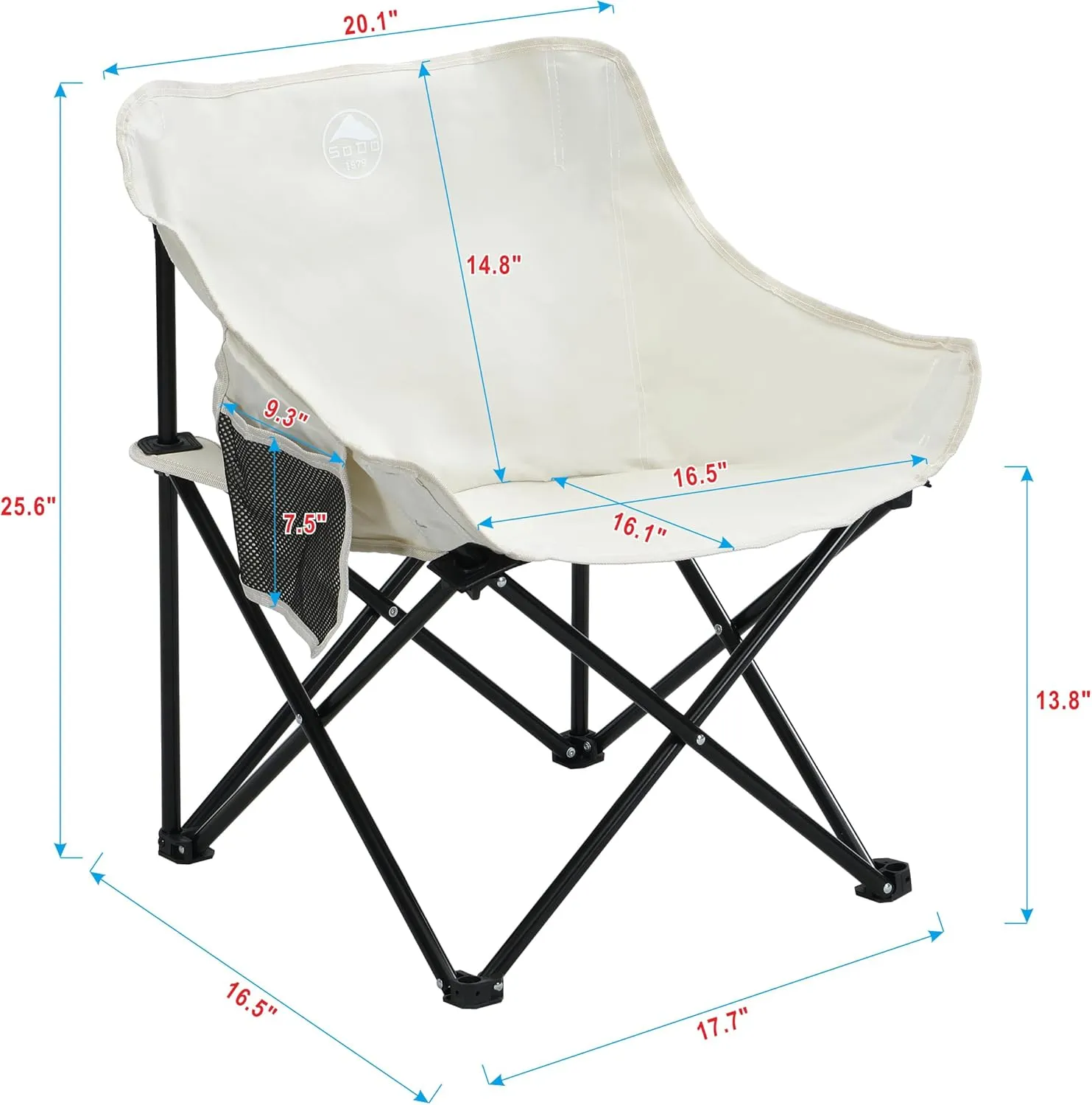 2PCS Outdoor Camping Chairs – Folding & Portable with Lightly Cushioned Seat, Heavy-Duty Steel Frame, Side Pocket, and Carry Bag | Perfect for Camping, Picnics, Beaches, Hiking (Beige)