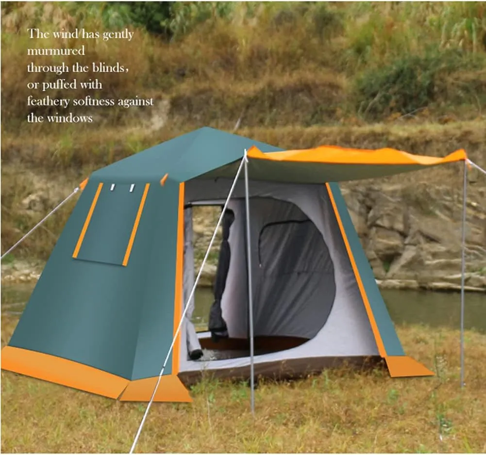 3-4 Person Automatic Camping Tent Hydraulic Instant Tent Waterproof Windproof Easy Setup Two Doors Hiking Tent for Camping Outdoor Mountaineering Travel
