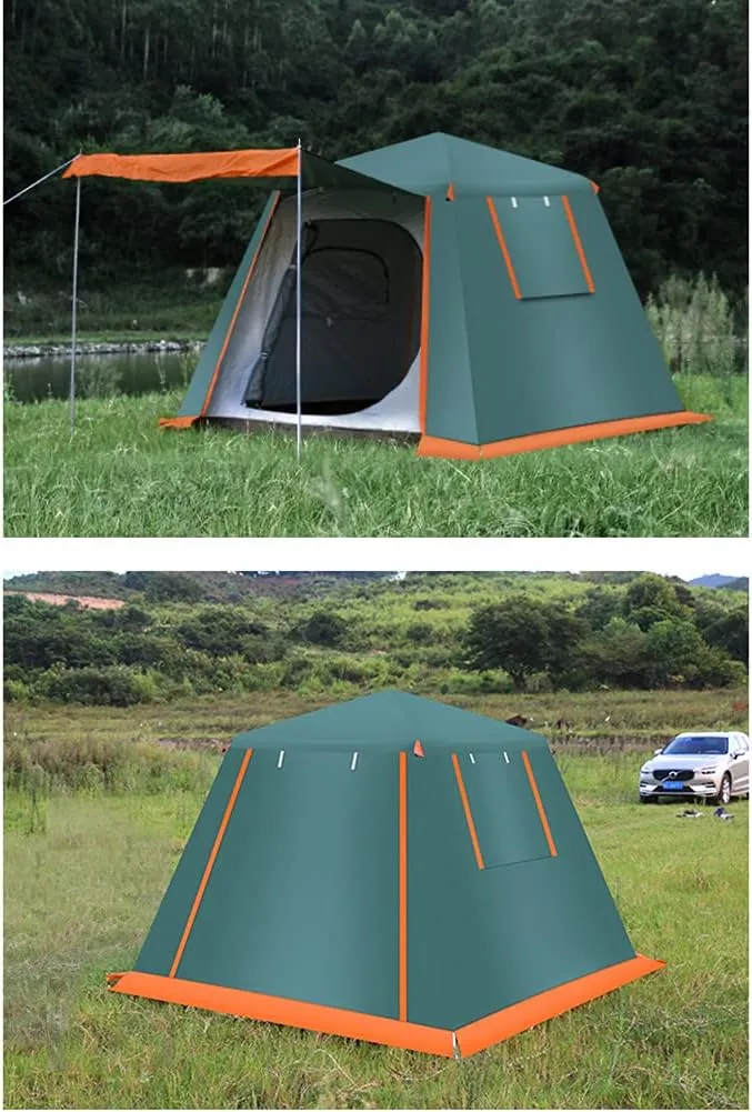 3-4 Person Automatic Camping Tent Hydraulic Instant Tent Waterproof Windproof Easy Setup Two Doors Hiking Tent for Camping Outdoor Mountaineering Travel