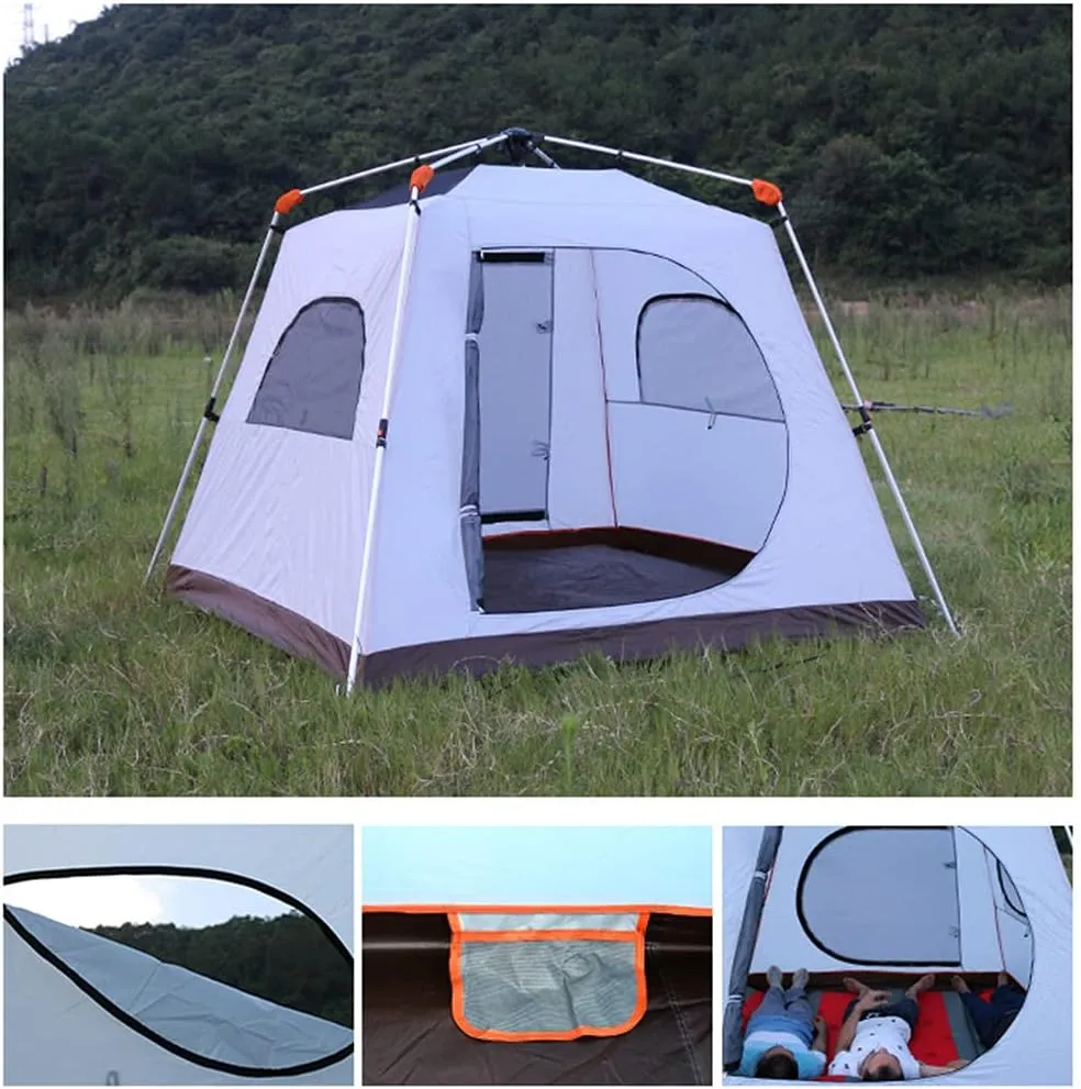 3-4 Person Automatic Camping Tent Hydraulic Instant Tent Waterproof Windproof Easy Setup Two Doors Hiking Tent for Camping Outdoor Mountaineering Travel