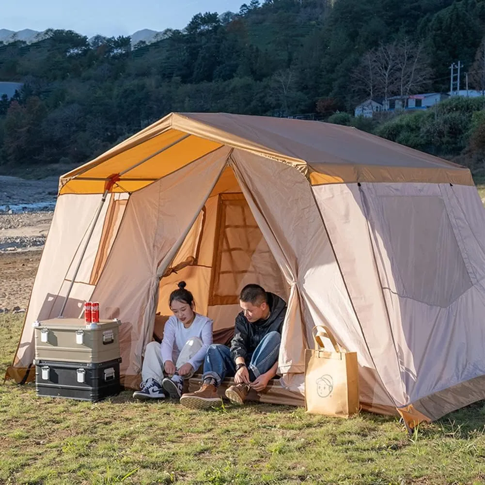 3-4 Person Automatic Pop-up Tent with Porch Waterproof Windproof Anti-UV Camping Tent for Family Portable Cabana Tent for Outdoor Camping Hiking Fishing