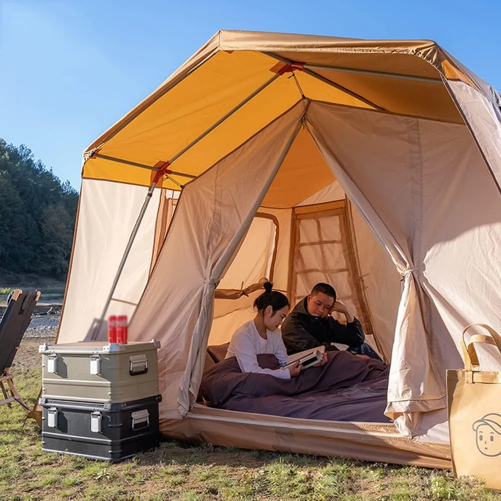 3-4 Person Automatic Pop-up Tent with Porch Waterproof Windproof Anti-UV Camping Tent for Family Portable Cabana Tent for Outdoor Camping Hiking Fishing