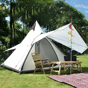 3-4 Person Camping Family Teepee Tent Outdoor Double Layers Indian Tipi Tent Suitable for Camping Hiking Holidays