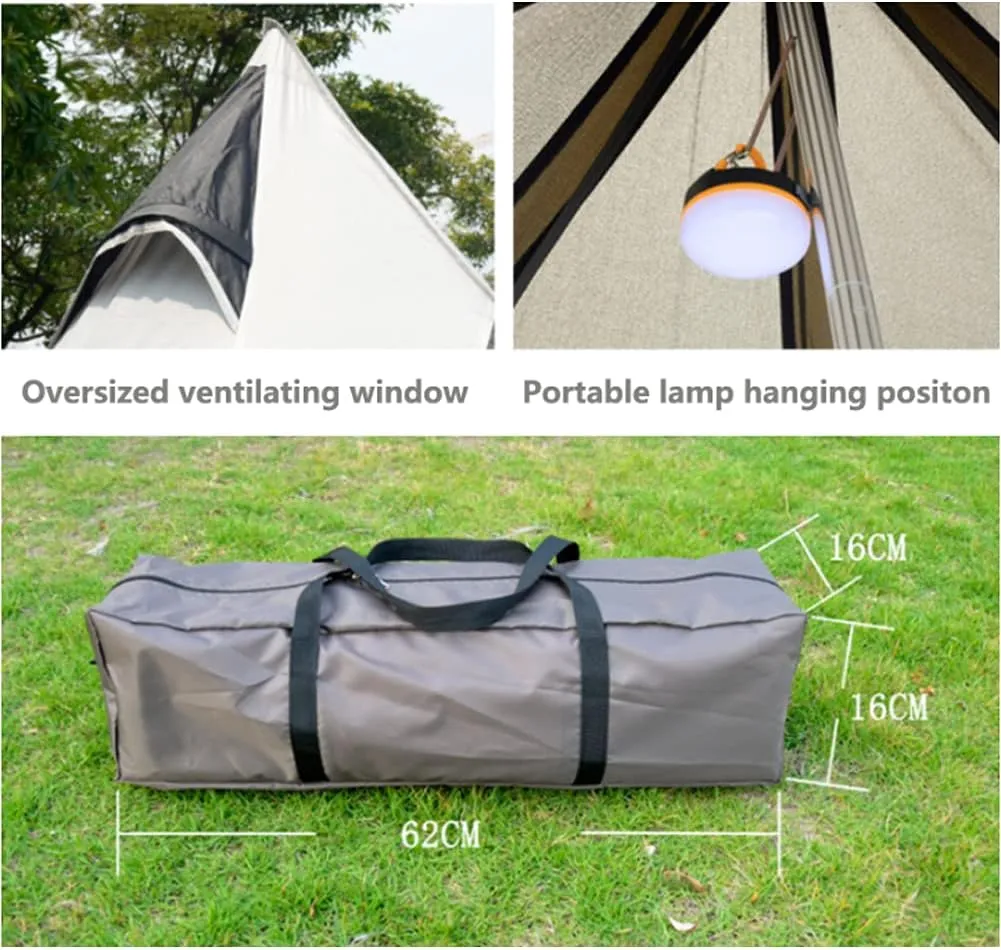 3-4 Person Camping Family Teepee Tent Outdoor Double Layers Indian Tipi Tent Suitable for Camping Hiking Holidays