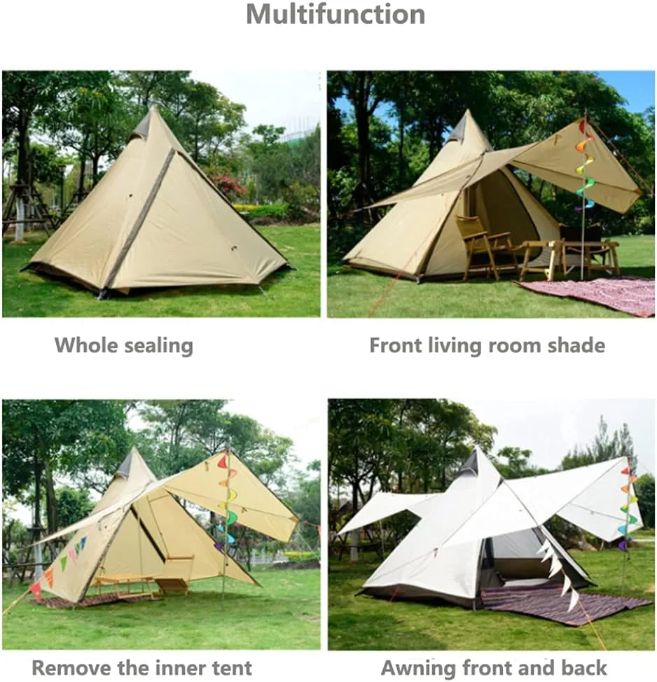 3-4 Person Camping Family Teepee Tent Outdoor Double Layers Indian Tipi Tent Suitable for Camping Hiking Holidays