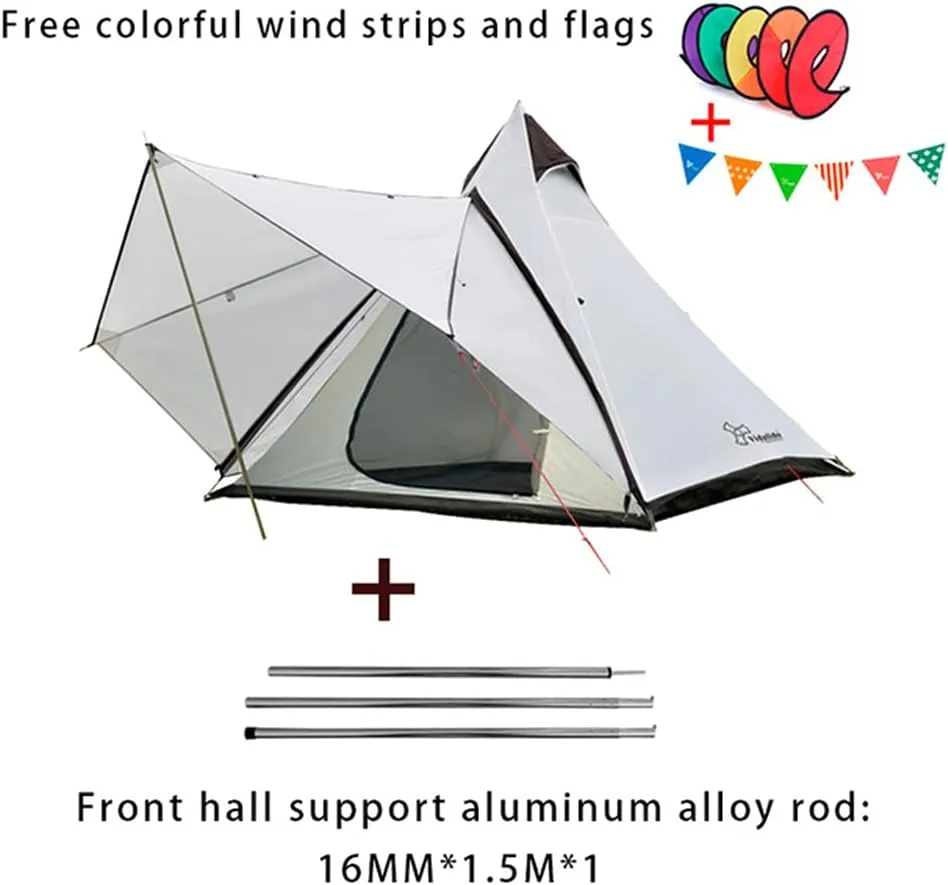 3-4 Person Camping Family Teepee Tent Outdoor Double Layers Indian Tipi Tent Suitable for Camping Hiking Holidays