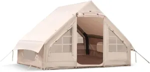 3-5 Person Glamping Tent with Pump, Inflatable Tents, Easy Setup 4 Season Waterproof Outdoor House for Fishing, Camping & Hiking