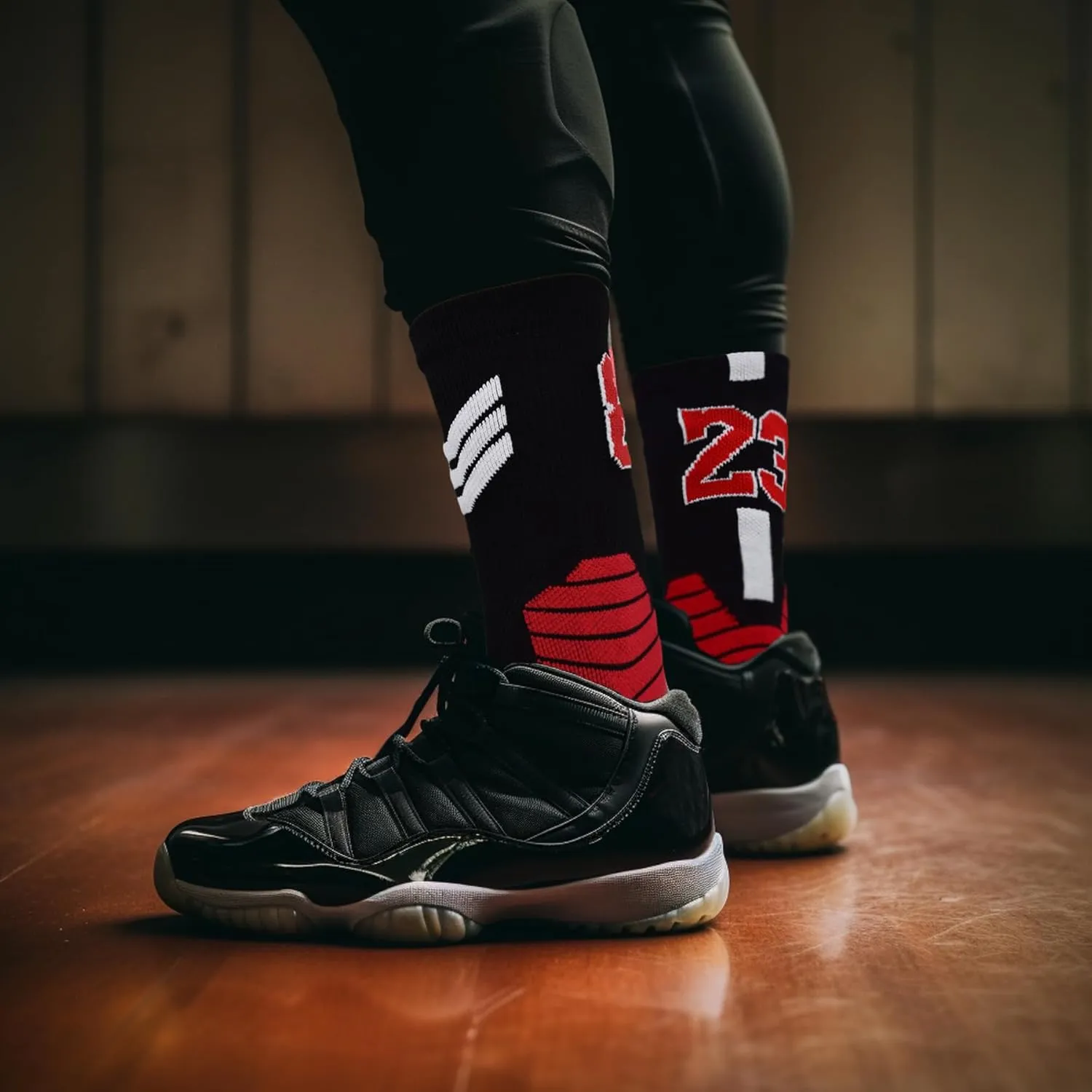 3 Pairs Elite Basketball Crew Socks, 23 Mens Athletic Sock with Shoelace Bracelets, League Team Sports-Star-Fans Gift