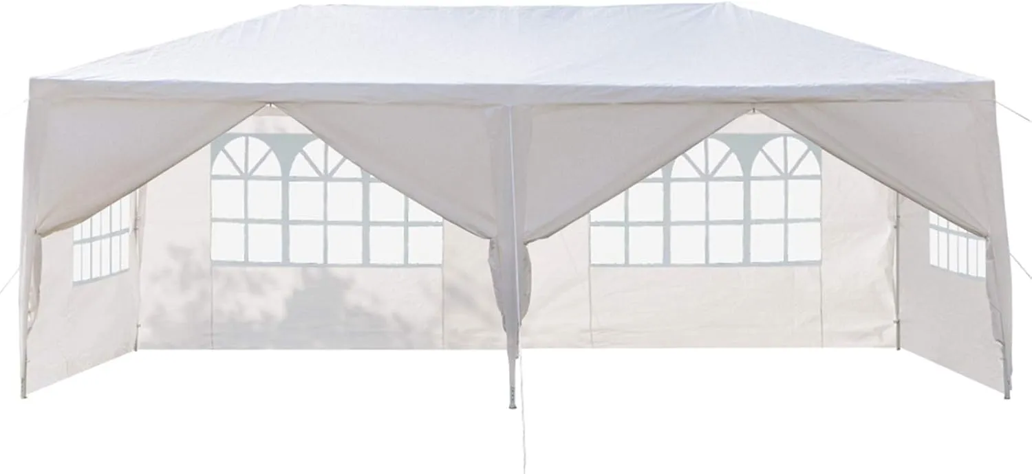 3 x 6m Six Sides Two Doors Waterproof Tent with Spiral Tubes White