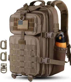 30L MOLLE Assault Pack, Tactical Backpack Military Army Camping Rucksack with Bottle Holder, 3-Day Pack, Khaki