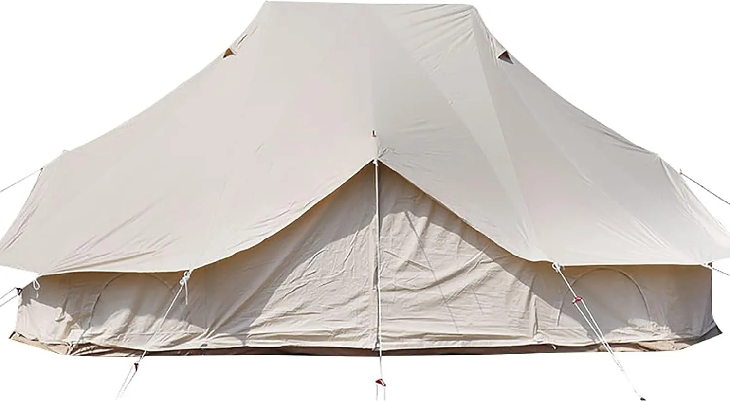 320G Cotton Cloth Bell Tent, Outdoor Waterproof Yurt Bell Tent, Family Glamping Tents, 4 Season Outdoor Camping Tent, Three Doors and Six Windows, UPF50 UV Resistant