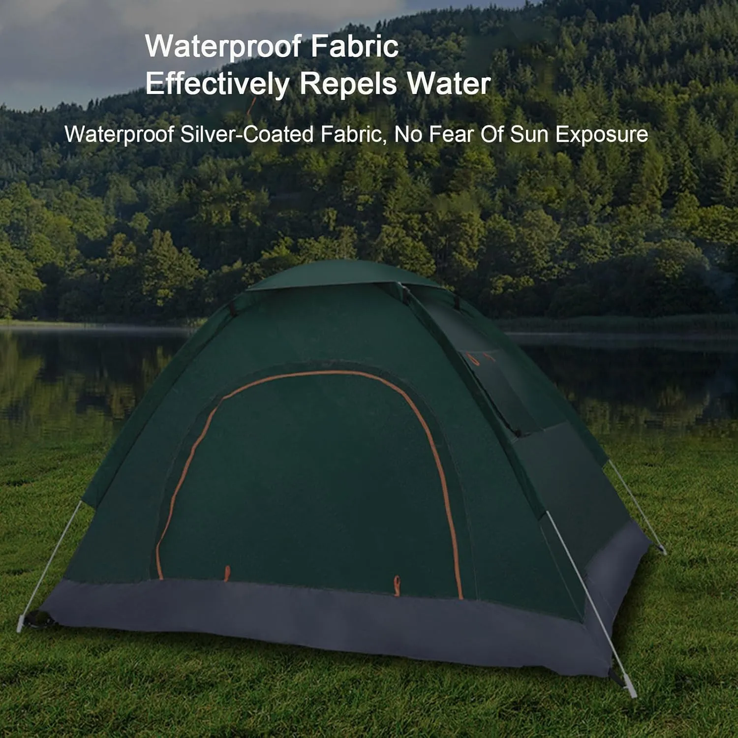 3~4 Person Beach Tent, Automatic Camping Pop-up Tent Portable Windproof Dome Tent for Family Outdoor Camping Fishing Picnic Hiking Easy Set Up