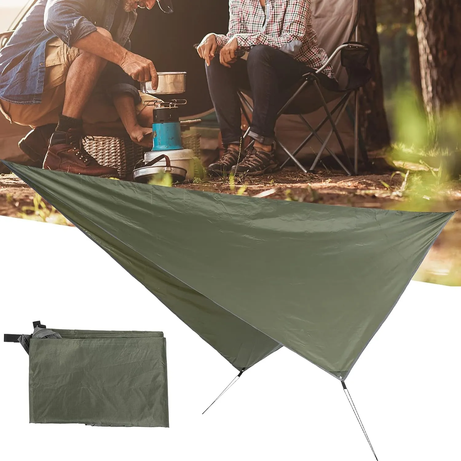 360x290cm Camping Tarp Versatile Camping Accessory Protective Outdoor Tarp Suitable for Picnic Camping Travel OD Green Grey