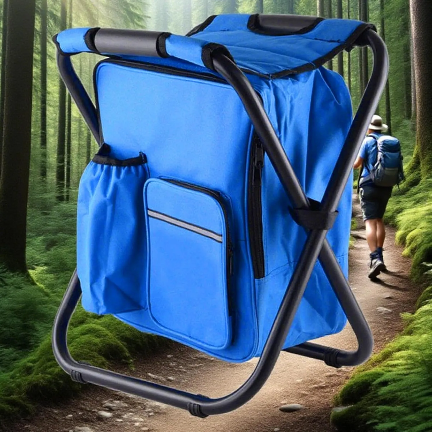 36x29x41cm Outdoor Folding Chairs - Folding Camping Chair | Foldable Seats with Wearable Backpack | Backpack Cooler Bag Recliner for Hiking Travel Beach Park Festival Lawn Picnic Porch Fishing