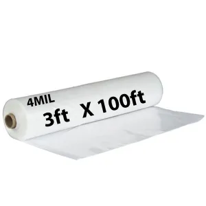 3ftX100ft Clear Poly Tarp 4 Mil Low Density LDPE 1 Roll