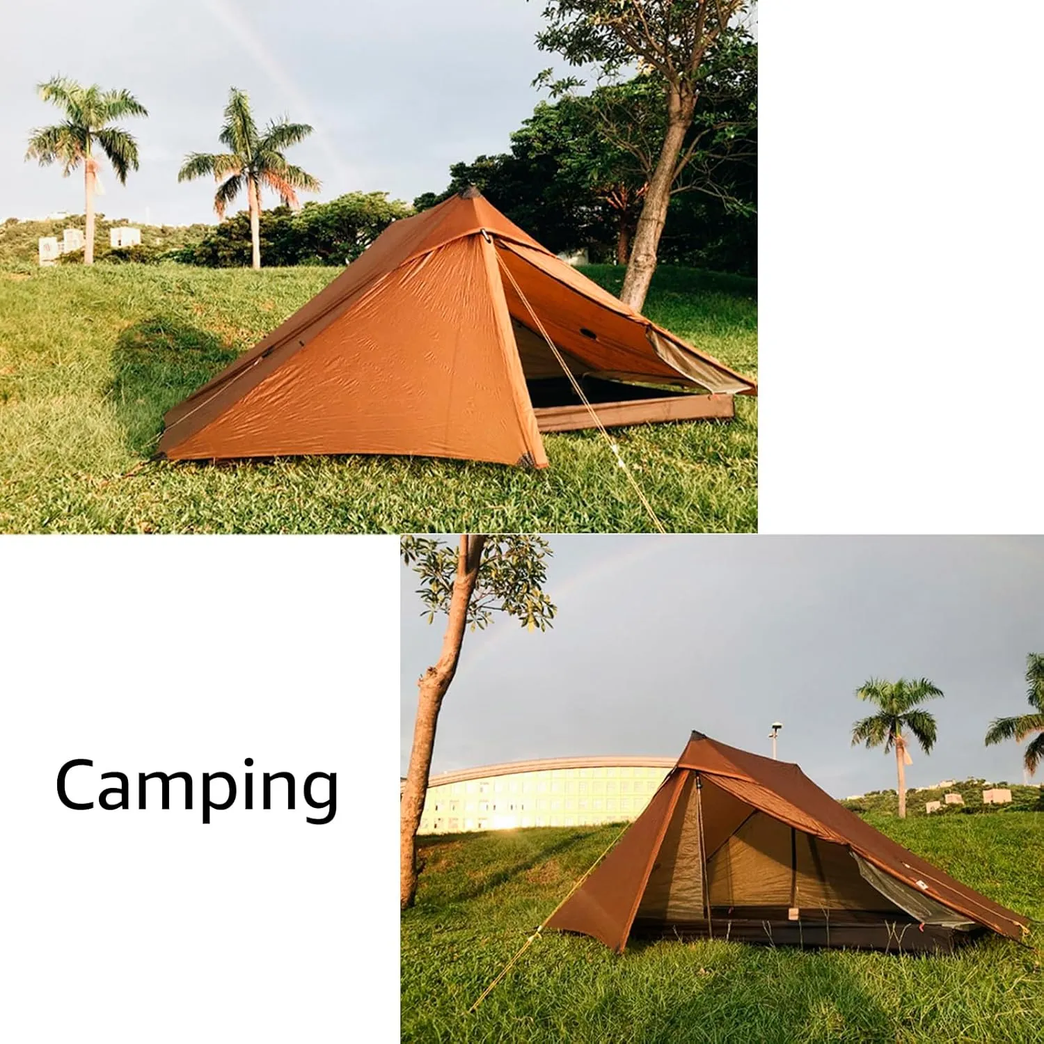 3FULGEAR Lanshan 2 Pro Tent 2 Person Ultralight Camping Tent, 3/4 Season Professional 20D Silnylon Rodless Tent for Camping, Climbing, Hiking