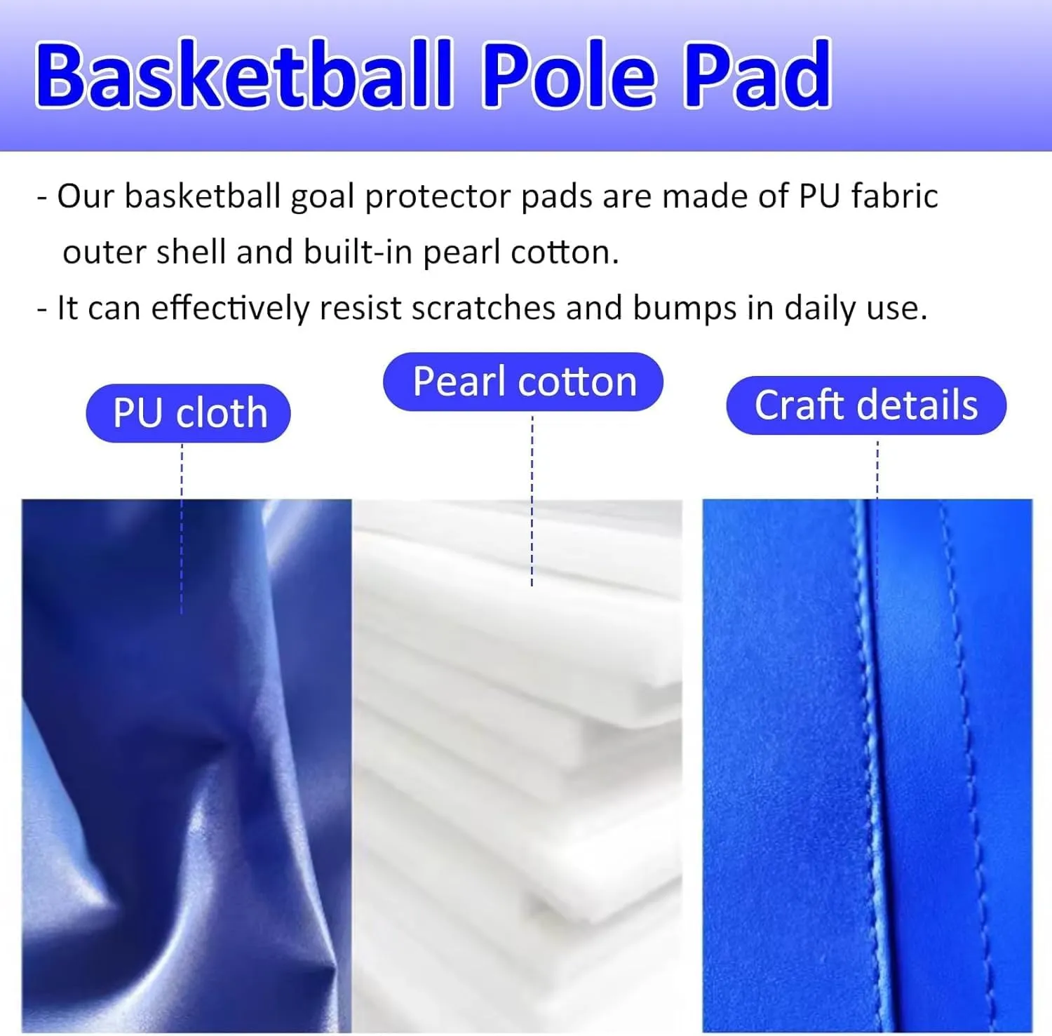 3" 4 5 6 Feet High Basketball Pole Safety Padding Square, UV-Resistant Basketball Hoop Pad Custom, Wrap Around Garage Post Pads for Columns/Rod/Street Lights