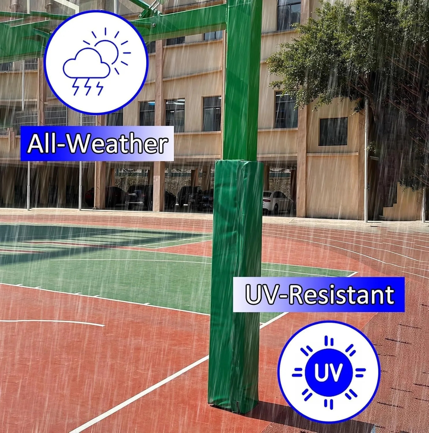3" 4 5 6 Feet High Basketball Pole Safety Padding Square, UV-Resistant Basketball Hoop Pad Custom, Wrap Around Garage Post Pads for Columns/Rod/Street Lights