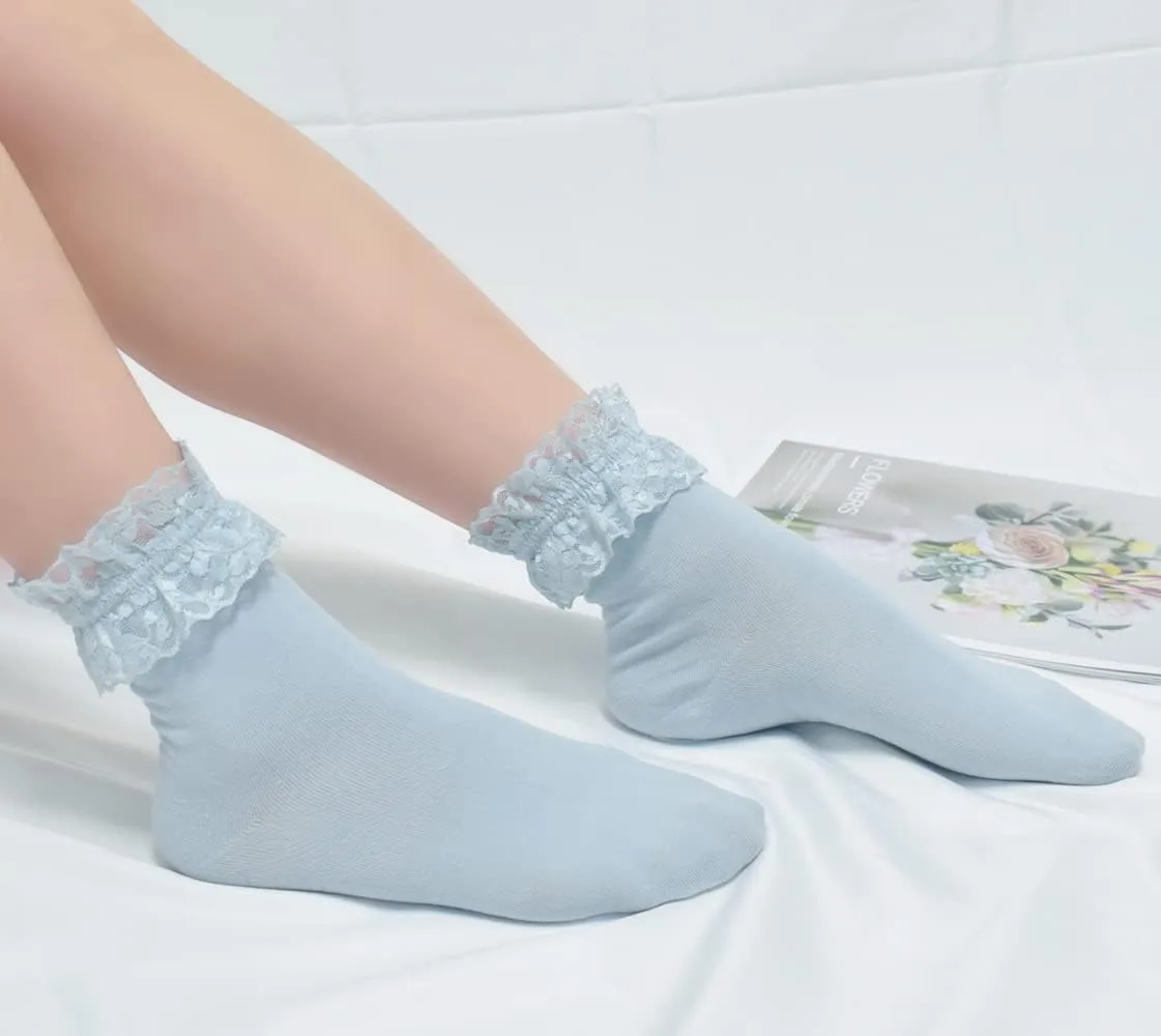 4-6 Pairs Lace Fishnet Socks - Ultra Thin, Elastic, Short Mesh, Sheer for Women