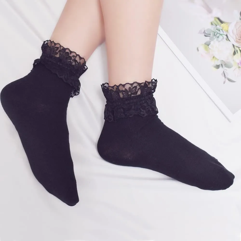 4-6 Pairs Lace Fishnet Socks - Ultra Thin, Elastic, Short Mesh, Sheer for Women