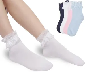 4-6 Pairs Lace Fishnet Socks - Ultra Thin, Elastic, Short Mesh, Sheer for Women